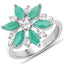 1.85 Carat Emerald and White Topaz Sterling Silver Ring