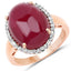 Bague cocktail en or rose 14K plaqué avec rubis et topaze blanche