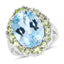 Bague en argent sterling avec topaze bleue et péridot de 12,77 carats