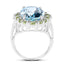 Bague en argent sterling avec topaze bleue et péridot de 12,77 carats