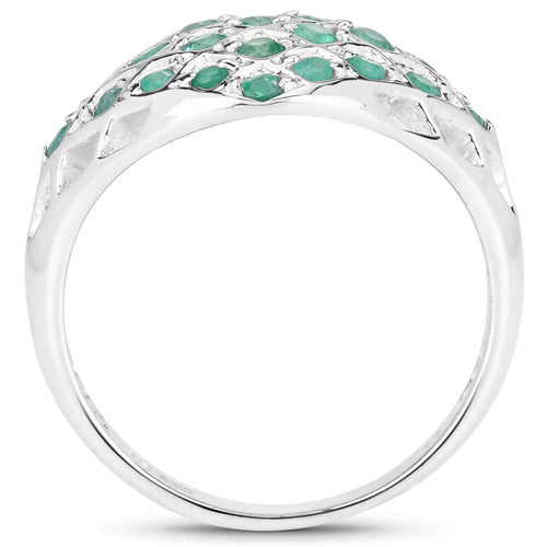 Bague en argent sterling .925 avec émeraude véritable de 0,90 carat