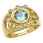 Anillo de Topacio Azul y Topacio Blanco Bañado en Oro Amarillo de 14K