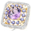 3.44 Carat Amethyst and Tanzanite Sterling Silver Ring