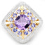 3.44 Carat Amethyst and Tanzanite Sterling Silver Ring
