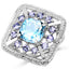 4.24 Carat Blue Topaz & Tanzanite Sterling Silver Ring