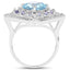 4.24 Carat Blue Topaz & Tanzanite Sterling Silver Ring