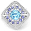 4.24 Carat Blue Topaz & Tanzanite Sterling Silver Ring