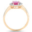 Bague Halo en Rubis et Diamants de 1,48 Carat en Or Jaune 14K