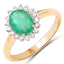1.39 Carat Zambian Emerald & Diamond 10K Yellow Gold Engagement Ring