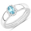 0.68 Carat Blue Zircon & White Zircon Sterling Silver Engagement Ring