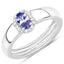 0.54 Carat Genuine Tanzanite and White Zircon Sterling Silver Ring