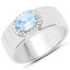 Bague de fiançailles en argent sterling avec topaze bleue et topaze blanche de 1,07 carat