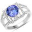 14K White Gold 3.26 Carat Tanzanite and Diamond Halo Ring