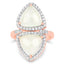 Bague Cocktail en Plaqué Or Rose 18K avec Préhnite et Topaze Blanche