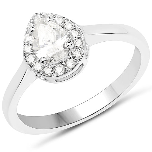 Bague de fiançailles en diamant véritable de 0,64 carat en or blanc 14K