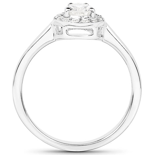 Bague de fiançailles en diamant véritable de 0,64 carat en or blanc 14K