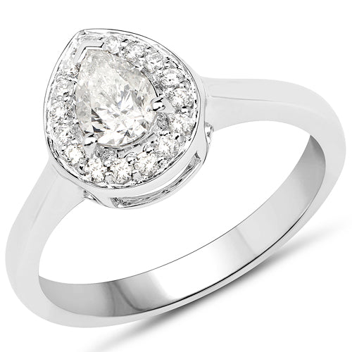 Anillo de Compromiso de Diamante Genuino de 0.63 Quilates en Oro Blanco de 14K