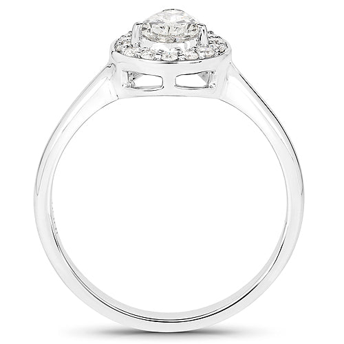 14K White Gold 0.70 Carat Genuine White Diamond Engagement Ring