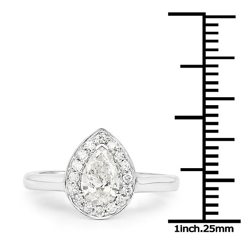 14K White Gold 0.70 Carat Genuine White Diamond Engagement Ring