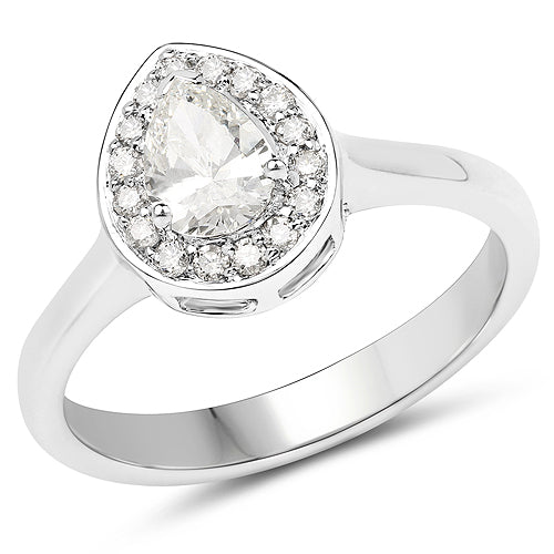 Anillo de Compromiso de Diamante Genuino de 0.64 Quilates en Oro Blanco de 14K