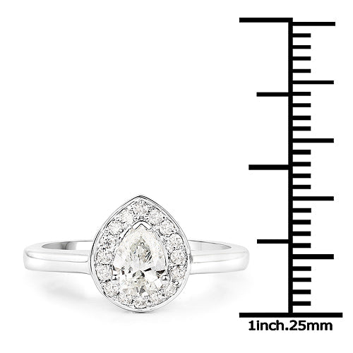 Anillo de Compromiso de Diamante Genuino de 0.64 Quilates en Oro Blanco de 14K
