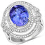 14K White Gold 6.83 Carat Genuine Tanzanite and Diamond Ring