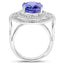 14K White Gold 6.83 Carat Genuine Tanzanite and Diamond Ring