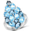 Anillo de plata esterlina con topacio azul suizo genuino de 6.69 quilates y zirconia blanca