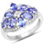 Bague en argent sterling avec tanzanite véritable de 2,27 carats et zircon blanc