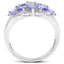 Bague en argent sterling avec tanzanite véritable de 2,27 carats et zircon blanc