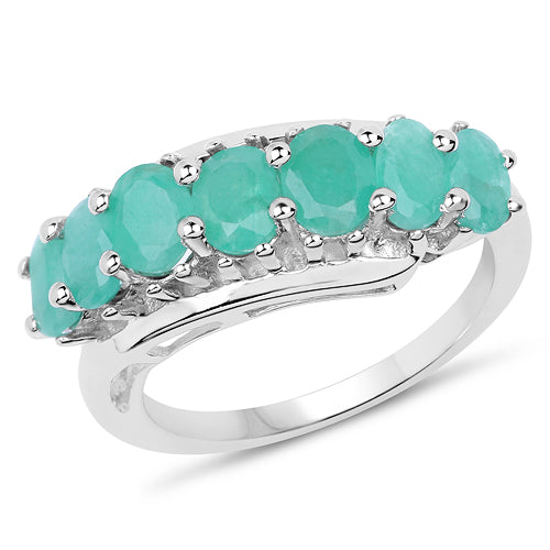 Anillo de Compromiso de Esmeralda Genuina de 1.64 Quilates en Plata de Ley