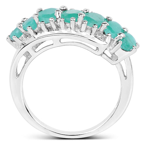 Anillo de Compromiso de Esmeralda Genuina de 1.64 Quilates en Plata de Ley