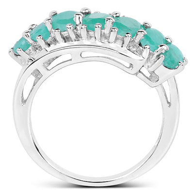 Anillo de Compromiso de Esmeralda Genuina de 1.64 Quilates en Plata de Ley