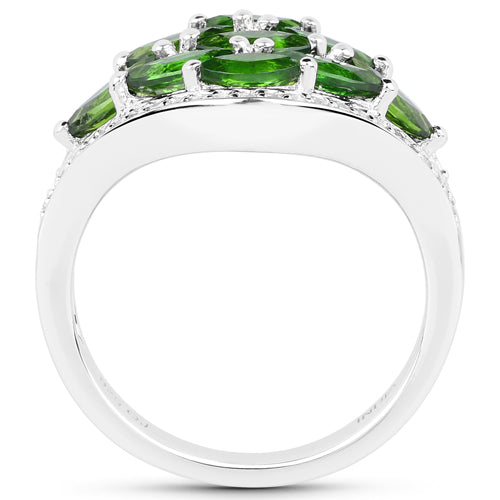 2.37 Carat Chrome Diopside & Diamond Sterling Silver Engagement Ring