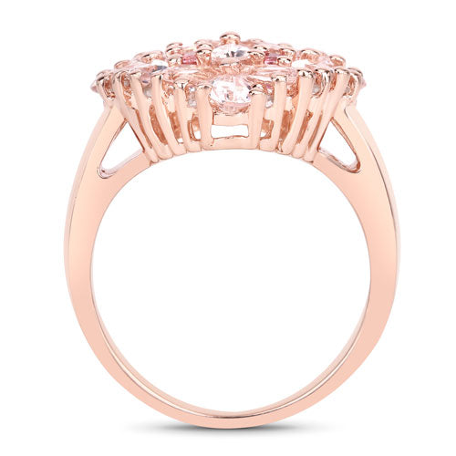 2.36 Carat Morganite, Pink Tourmaline & Diamond Sterling Silver Ring