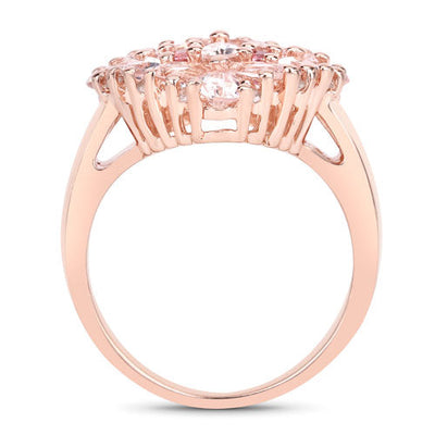 2.36 Carat Morganite, Pink Tourmaline & Diamond Sterling Silver Ring