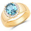 2.22 Carat Swiss Blue Topaz & White Zircon Sterling Silver Ring