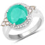 3.51 Carat Emerald and Diamond .925 Sterling Silver Engagement Ring