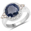 4.10 Carat Blue Sapphire and Diamond .925 Sterling Silver Ring