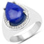 Anillo de Compromiso de Plata Esterlina con Lápiz Lazuli y Circonitas Blancas de 5.52 Quilates