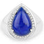 Anillo de Compromiso de Plata Esterlina con Lápiz Lazuli y Circonitas Blancas de 5.52 Quilates