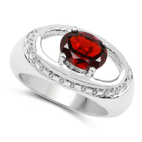 2.50 Carat Genuine Garnet .925 Sterling Silver Engagement Ring