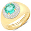 Anillo de Esmeralda Zambiana de 1.46 Quilates y Topacio Blanco