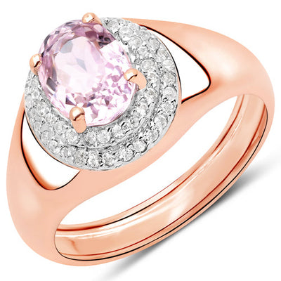 2.17 Carat Kunzite & White Zircon Sterling Silver Engagement Ring