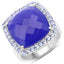 11.56 Carat Blue Chalcedony & Tanzanite Sterling Silver Ring