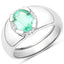 Bague en argent sterling avec émeraude véritable de 1,10 carat et topaze blanche