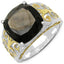 Anillo de Cuarzo Ahumado de Plata Esterlina de 7.09 Quilates con Acabado Bicolor