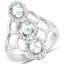 Bague en argent sterling avec aquamarine véritable de 1,54 carat et zircon blanc