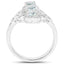 Bague en argent sterling avec aquamarine véritable de 1,54 carat et zircon blanc