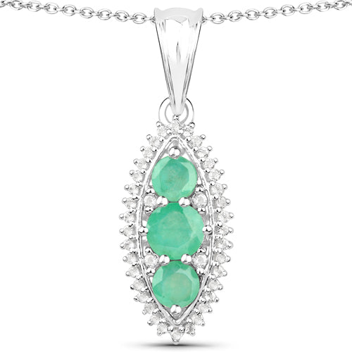 3.52 Carat Genuine Zambian Emerald & White Topaz Jewelry Set